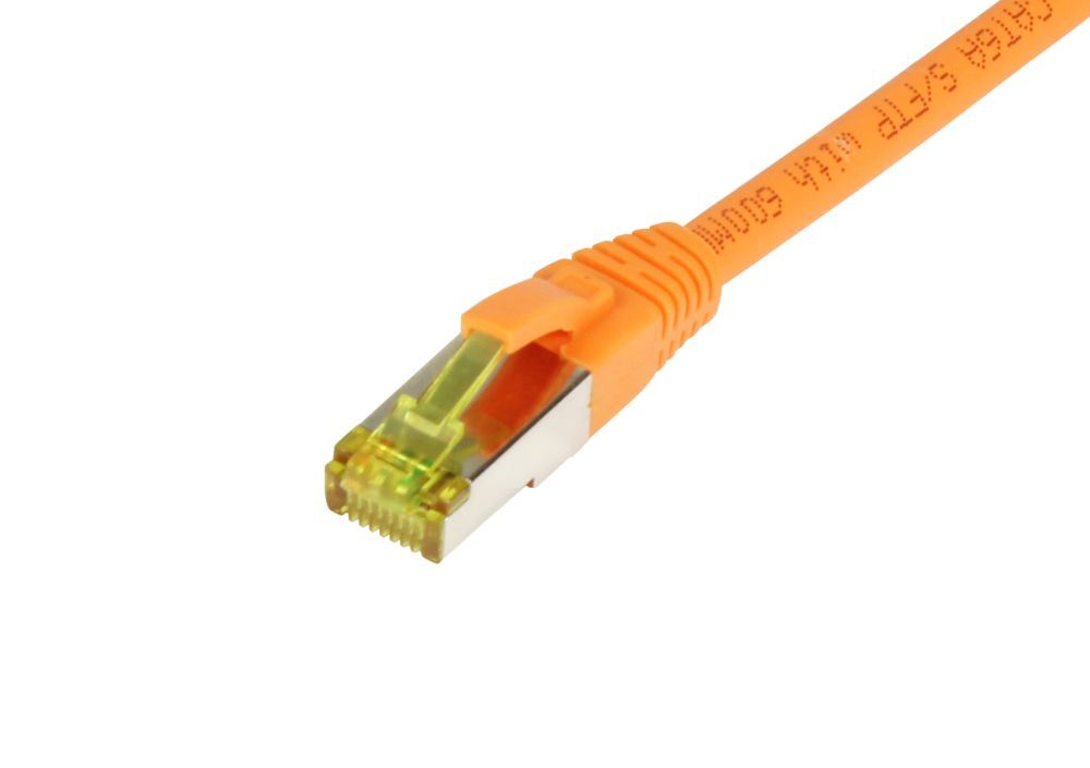 Patchkabel RJ45, CAT6A 500Mhz, 0.25m, orange, S-STP(S/FTP), TPE/LSZH(Ultraflex), AWG26, mit CAT7 Rohkabel, Synergy 21