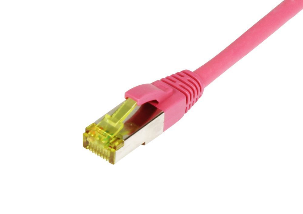 Patchkabel RJ45, CAT6A 500Mhz, 25m, magenta, S-STP(S/FTP), TPE/LSZH(Ultraflex), AWG26, mit CAT7 Rohkabel, Synergy 21