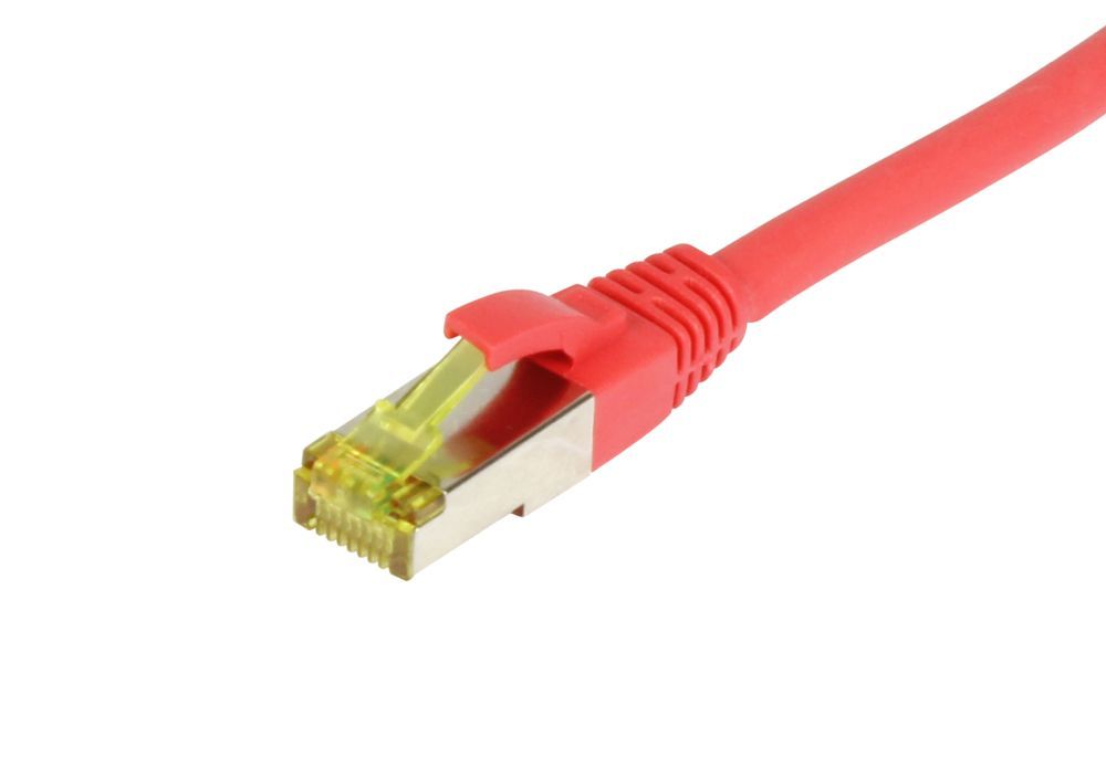 Patchkabel RJ45, CAT6A 500Mhz, 0.25m, rot, S-STP(S/FTP), TPE/LSZH(Ultraflex), AWG26, mit CAT7 Rohkabel, Synergy 21