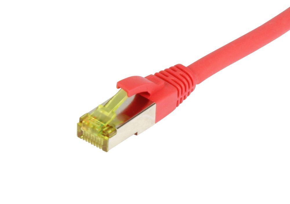 Patchkabel RJ45, CAT6A 500Mhz, 10m, rot, S-STP(S/FTP), TPE/LSZH(Ultraflex), AWG26, mit CAT7 Rohkabel, Synergy 21