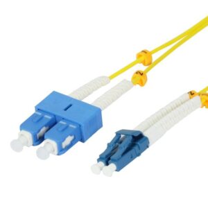 LWL-2-Faser-Patchk. 5mtr.LC-SC, 9/125um, OS2, AD=2mm, flexible Knickschutztülle, G657.A2, Synergy 21