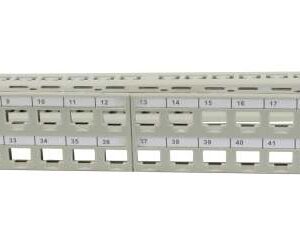 Patch Panel 48xTP-TP(Kupplung),CAT6A, incl.Keystone Slim-line , 19", 1HE(t95mm), Lichtgrau, Synergy 21,