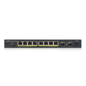 Zyxel Switch unmanaged Layer2 10 Port • 8x 1 GbE • PoE Budget 130 Watt • 8x PoE at • 2x SFP • Desktop • Lüfterlos • GS1100-10HPV2