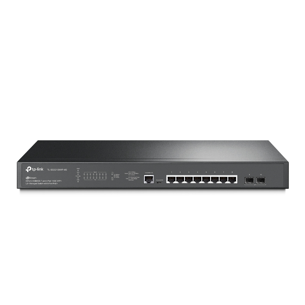 Omada by tp-link Switch full managed Layer2+ 10 Port • 8x 2.5 GbE • 2x SFP+ • PoE Budget 240 Watt • 8x PoE at • 19” • Omada • SG3210XHP-M2