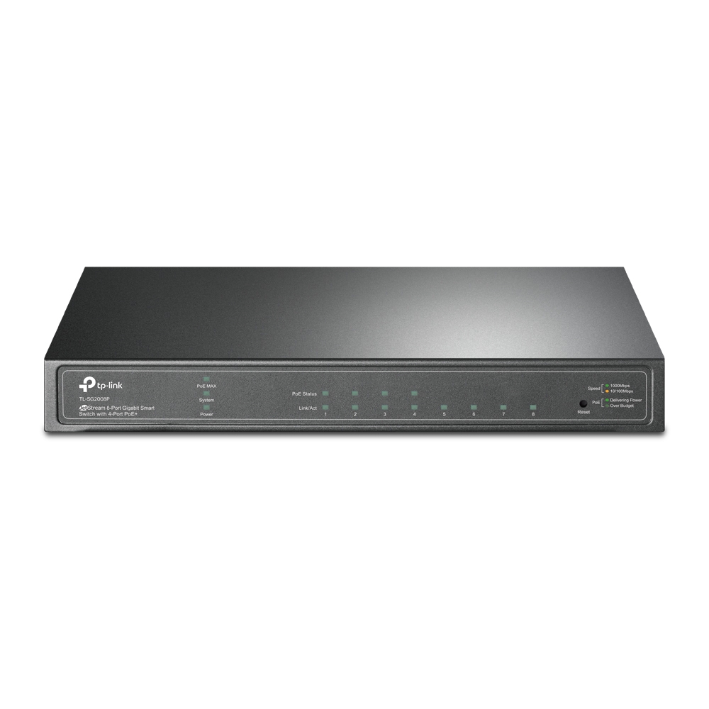 Omada by tp-link Switch full managed Layer2 8 Port • 8x 1 GbE • PoE Budget 62 Watt • 4x PoE at • Lüfterlos, Omada • SG2008P