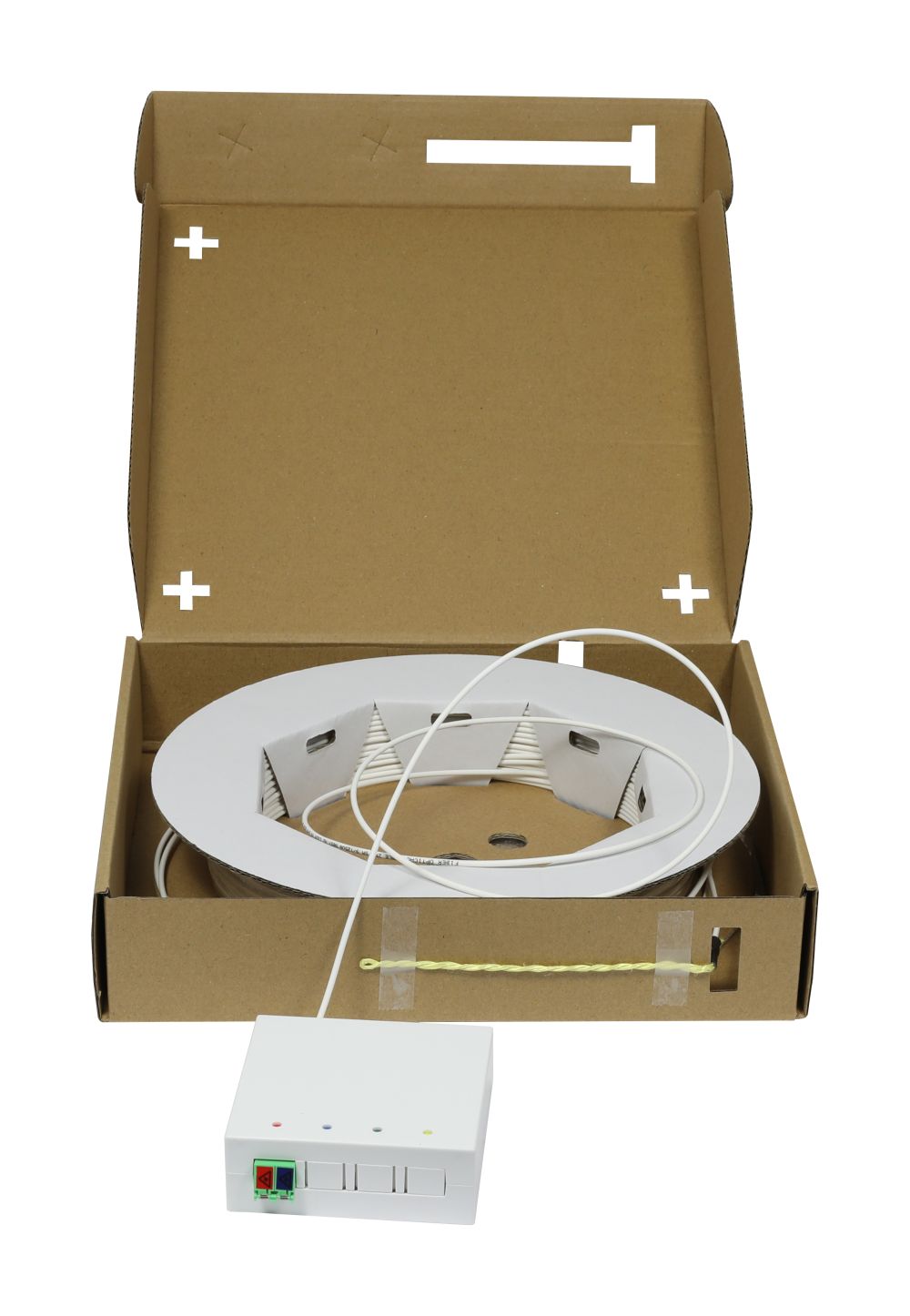 LWL-FTTH Compact Box vorkonfektioniert, 2xLC/APC -> open End, 20m, 9/125u, G.657.A2, 2-Faser, OD=2.2mm, Synergy 21