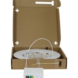 LWL-FTTH Compact Box vorkonfektioniert, 4xLC/APC -> open End, 20m, 9/125u, G.657.A2, 4-Faser, OD=2.2mm, Synergy 21