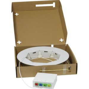 LWL-FTTH Compact Box vorkonfektioniert, 4xSC/APC -> open End, 20m, 9/125u, G.657.A2, 4-Faser, OD=2,2mm, Synergy 21