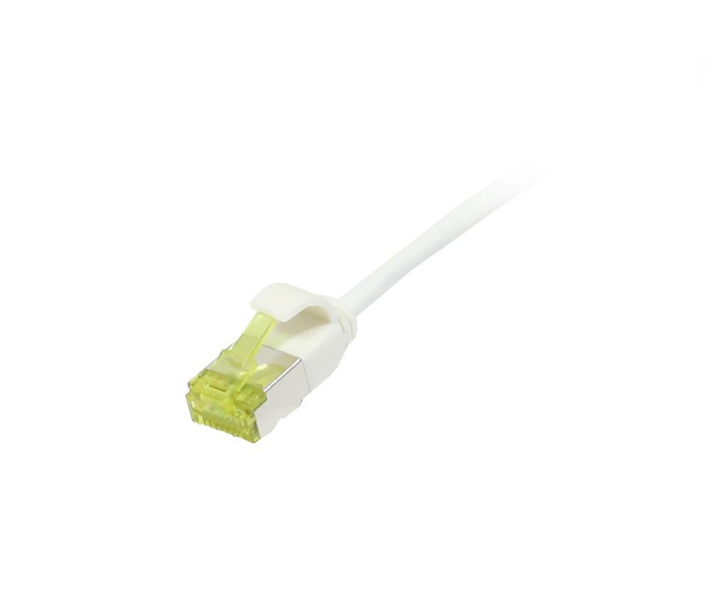 Patchkabel RJ45, CAT6A 500Mhz, 0.5m, weiss, U/FTP, slimline rund d=3,8mm, TPE/LSZH(Superflex), AWG32, mit CAT7 Rohkabel, Synergy 21