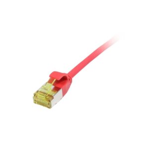 Patchkabel RJ45, CAT6A 500Mhz, 0.15m, rot, U/FTP, slimline rund d=3,8mm, TPE/LSZH(Superflex), AWG32, mit CAT7 Rohkabel, Synergy 21