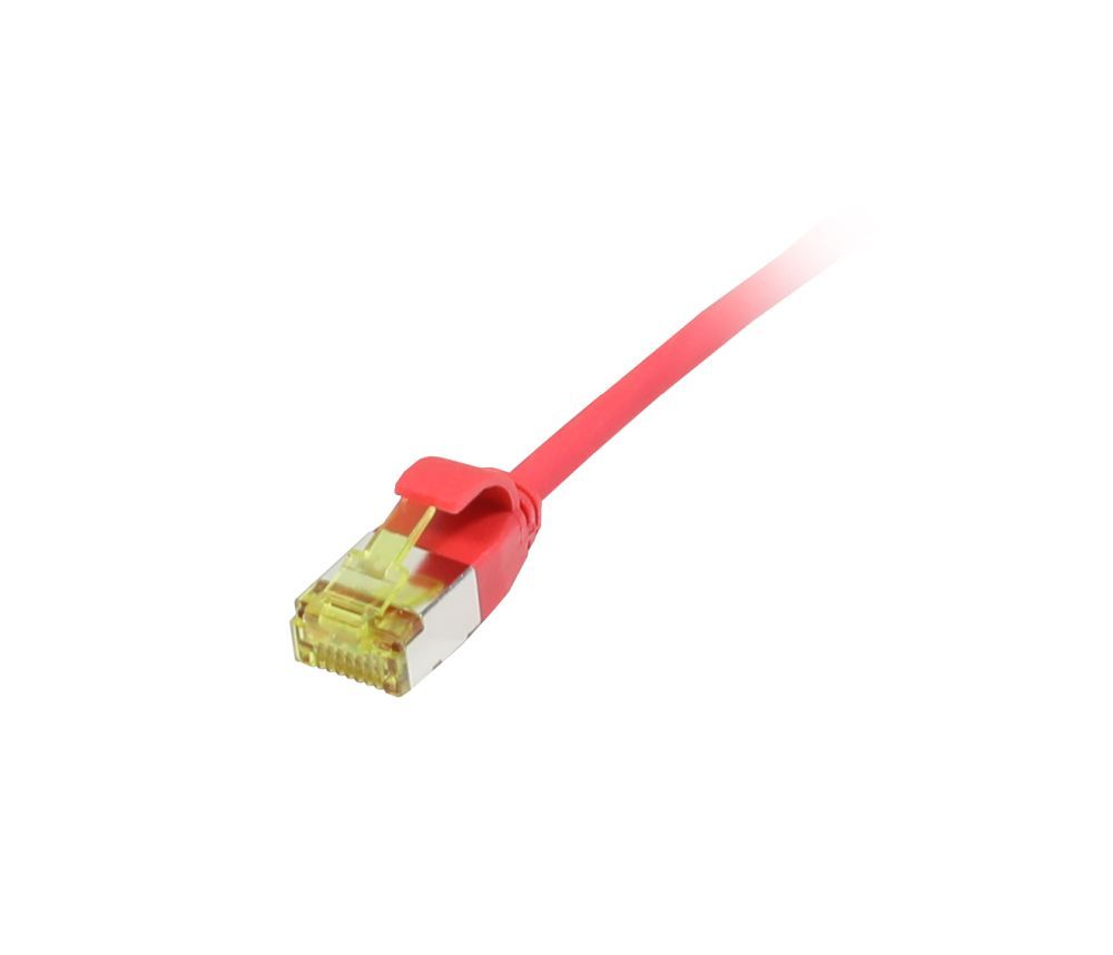 Patchkabel RJ45, CAT6A 500Mhz, 0.5m, rot, U/FTP, slimline rund d=3,8mm, TPE/LSZH(Superflex), AWG32, mit CAT7 Rohkabel, Synergy 21