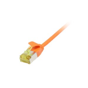 Patchkabel RJ45, CAT6A 500Mhz, 10m, orange, U/FTP, slimline rund d=3,8mm, TPE/LSZH(Superflex), AWG32, mit CAT7 Rohkabel, Synergy 21