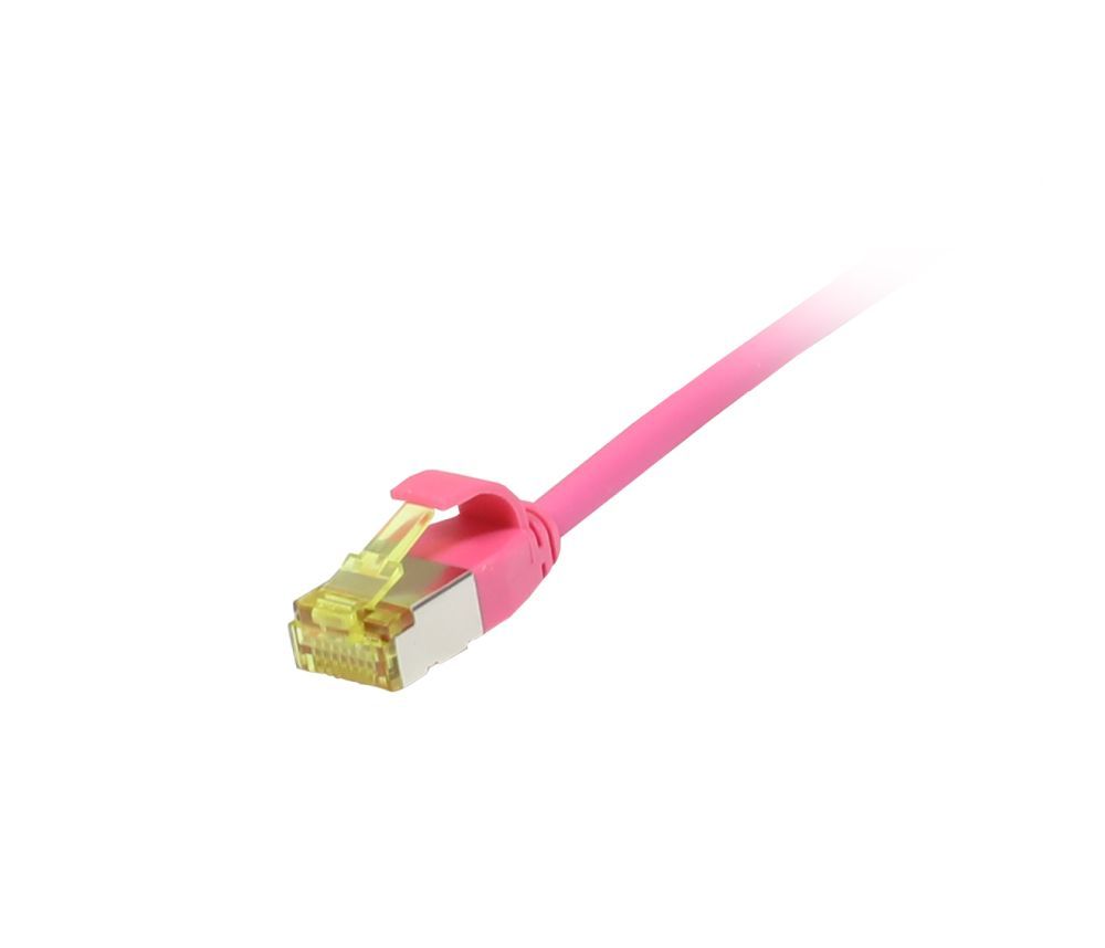 Patchkabel RJ45, CAT6A 500Mhz, 1.0m, magenta, U/FTP, slimline rund d=3,8mm, TPE/LSZH(Superflex), AWG32, mit CAT7 Rohkabel, Synergy 21