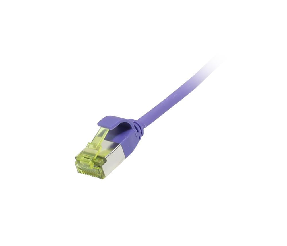 Patchkabel RJ45, CAT6A 500Mhz, 0.25m, lila, U/FTP, slimline rund d=3,8mm, TPE/LSZH(Superflex), AWG32, mit CAT7 Rohkabel, Synergy 21