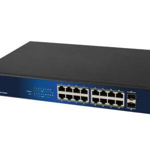 ALLNET Switch unmanaged Layer2 18 Port • PoE Budget 240W • 16x PoE at • 2x SFP • 19" • Lüfterlos • ALL-SG8018P