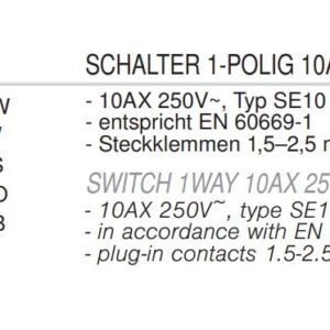 TEM Serie Ekonomik SWITCH 1WAY10AX 250V~ NB