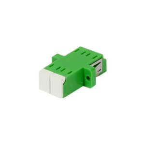 LWL-Kupplung,LC(APC)-Buchse/LC(APC)-Buchse, 9/125u Singlemode, grün, duplex, PVC, Keramikhülse, mit Flansch, mit einseitiger Laserschutzklappe, Synergy21
