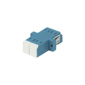 LWL-Kupplung,LC-Buchse/LC-Buchse, 9/125u Singlemode OS2, blau, duplex, PVC, Keramikhülse, mit Flansch, mit einseitiger Laserschutzklappe, Synergy 21