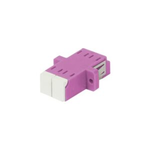 LWL-Kupplung,LC-Buchse/LC-Buchse, 50/125u Multimode OM4, erika-violett, duplex, PVC, mit Flansch, mit einseitiger Laserschutzklappe, Synergy 21,