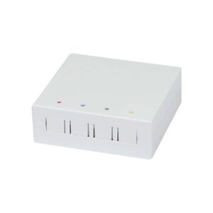 LWL-FTTH Wandgehäuse, für 4 Kupplungen SC-S oder LC-D 80x80 mit Kabelführung, DIN-Rail/Wand, Crimp, Synergy 21