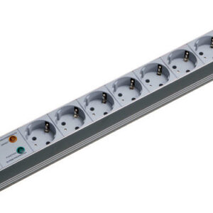 ALLNET 19"zbh. Steckdosenleiste, 8xDosen(CEE7)->Stecker(CEE7), ÜS, ALU, Lichtgrau, Bachmann,