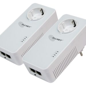 ALLNET Powerline 1200Mbit 2er Bundle Bridge RJ45 HomePlugV2 "SmartLink" Passtrough ALL1681205v2