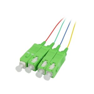 LWL-Pigtail-SC(APC) 9/125u, 1,5mtr. OS2, 4-Pack, farbig, G657.A2, Synergy 21,