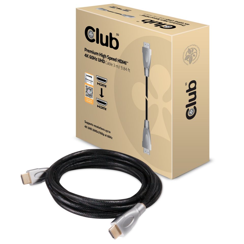 Kabel Video HDMI ST/ST 3,0m *Club3D* 4K60Hz Premium
