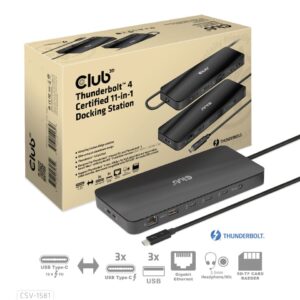 Club 3D Dockingstation - Thunderbolt 4 Zertifizierte 11-in-1 Docking Station 100W *schwarz*