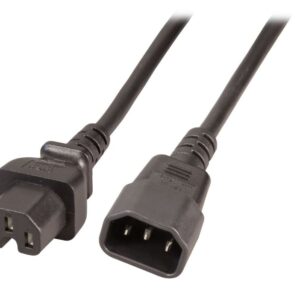 Netzkabel 230V Kaltgeräte IEC-C14(Stecker)/Warmgeräte IEC-C15(Buchse), 1m,