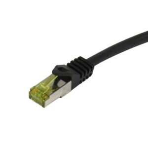 Patchkabel RJ45, CAT6A 500Mhz, 20m, schwarz, S-STP(S/FTP), TPE/LSZH Indoor/outdoor (UV/Water/oil/-resistant), AWG26, mit CAT7 Rohkabel, Synergy 21