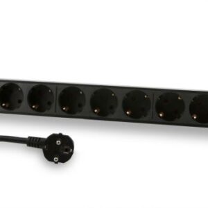 ALLNET 19"zbh. Steckdosenleiste, 9xDosen(CEE7)->Stecker(CEE7), ALU, Schwarz, Synergy 21,