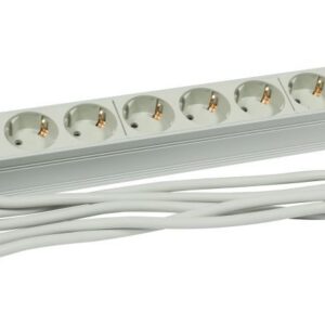 ALLNET 19"zbh. Steckdosenleiste, 9xDosen(CEE7)->Stecker(CEE7), ALU, Lichtgrau, Synergy 21,