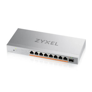 Zyxel Switch unmanaged Layer2 8 Port • 8x 10/2.5 GbE • 1x SFP+ • PoE Budget 100 Watt • 8x PoE bt • Desktop • Lüfterlos • XMG-108HP