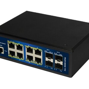 ALLNET Switch industrial full managed Layer2+ 12 Port GbE • PoE Budget 240W • 8x PoE at • 4x SFP • Lüfterlos • DIN • JSON API • ALL-SGI8112PMJ