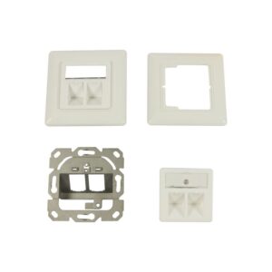 Dosen TP,AP,2-fach,CAT6A, Keystone Slim-line mit Kabelklemme, Reinweiss, Synergy 21,