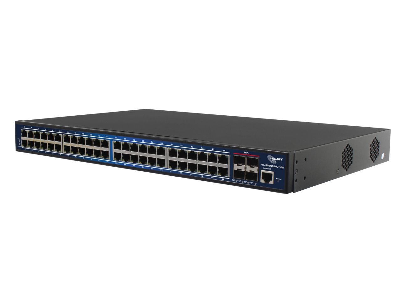 ALLNET Switch full managed Layer2+ 52 Port • 48x GbE • 4x SFP+ • 19" • JSON API • ALL-SG8652MJ-10G