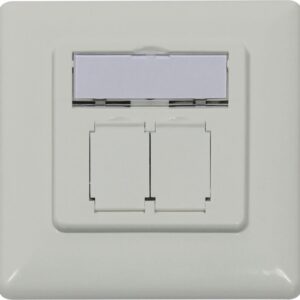 Dosen TP,UP,2-fach,CAT6A, Keystone Short, mit Kabelklemme, Reinweiss, designfähig UAE, Synergy 21,