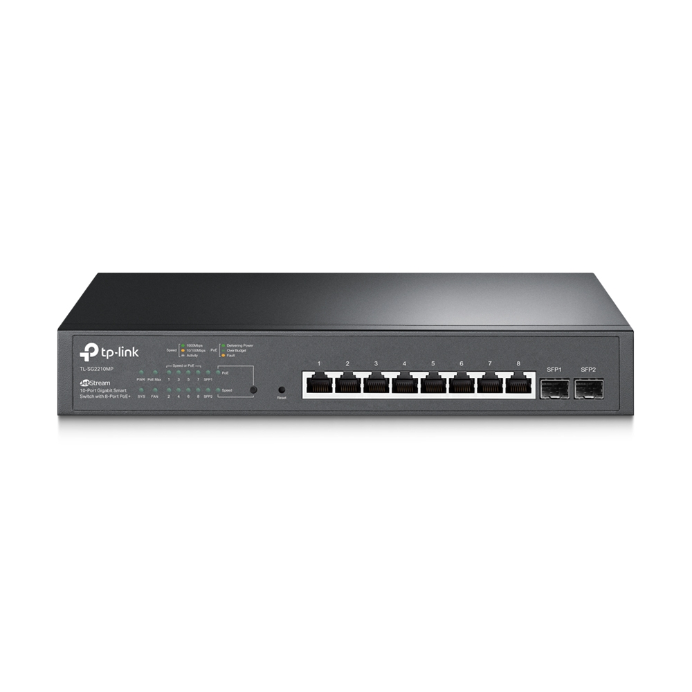 Omada by tp-link Switch full managed Layer2 10 Port • 8x 2.5 GbE • PoE Budget 160 Watt • 8x PoE at • 2x SFP+ • Omada • SG2210XMP-M2