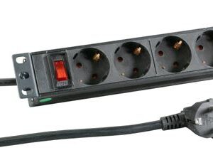 ALLNET 10"zbh. Steckdosenleiste, 4xDosen(CEE7)->1xStecker(CEE7), ALU, Schalter, Schwarz,