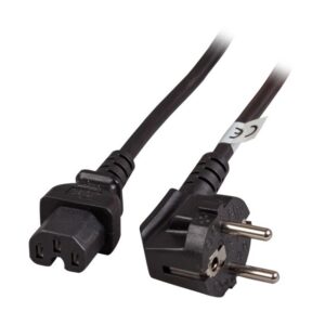Netzkabel 230V Schutzkontakt CEE7(Stecker)->Warmgeräte IEC-C15(Buchse), 3m,Black