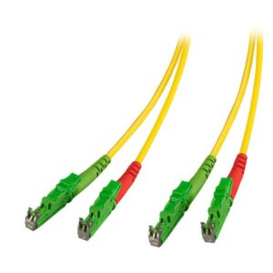 LWL-2-Faser-Patchk. 1.0mtr.E2000(APC8Grad)-E2000(APC8Grad), 9/125um, OS2, G657A, AD=3mm, Schrägschliff