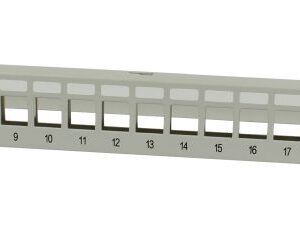 Patch Panel 24xTP,CAT6A, incl.Keystone Slim-line mit Kabelklemme, 19", 1HE(t 94mm), Lichtgrau, Synergy 21,