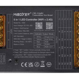 MiBoxer HW5 LED Controller 5in1 RGB-WW (RGB-CCT) DC12~48V WiFi 2.4G HP 30A