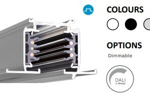 Powergear 3PH EINBAUSCHIENE DALI, Weiß, 2 meter