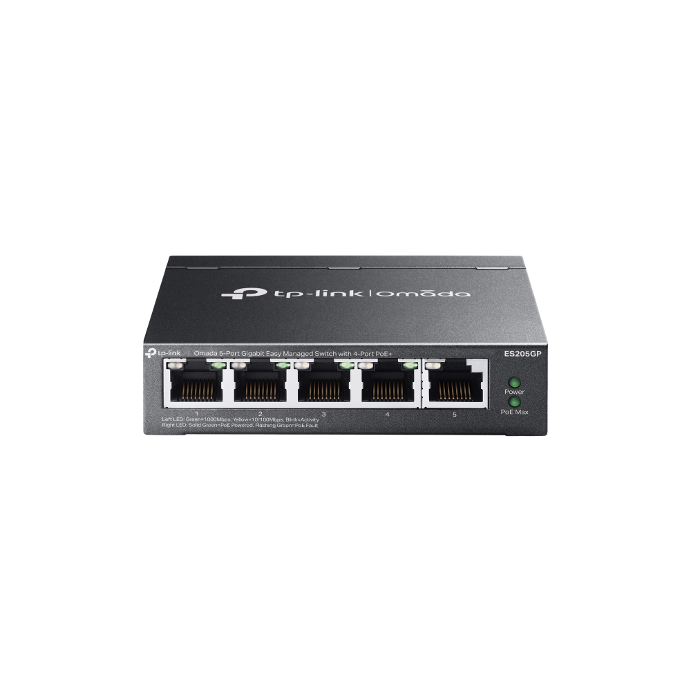 Omada by tp-link Switch full managed Layer2 5 Port • 5x 1 GbE • PoE Budget 65 Watt • 4x PoE at • Lüfterlos, Omada • ES205GP