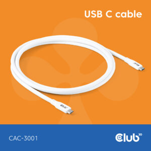 Kabel USB 4.0 C (St) => C (St) 2,0m *Club3D* - LIFESTYLE *weiß*