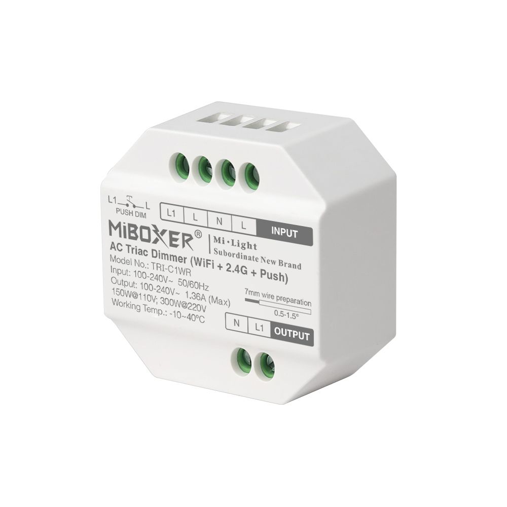 MiBoxer TRI-C1WR LED Dimmer Controller AC TRIAC WiFi+2,4G+Push