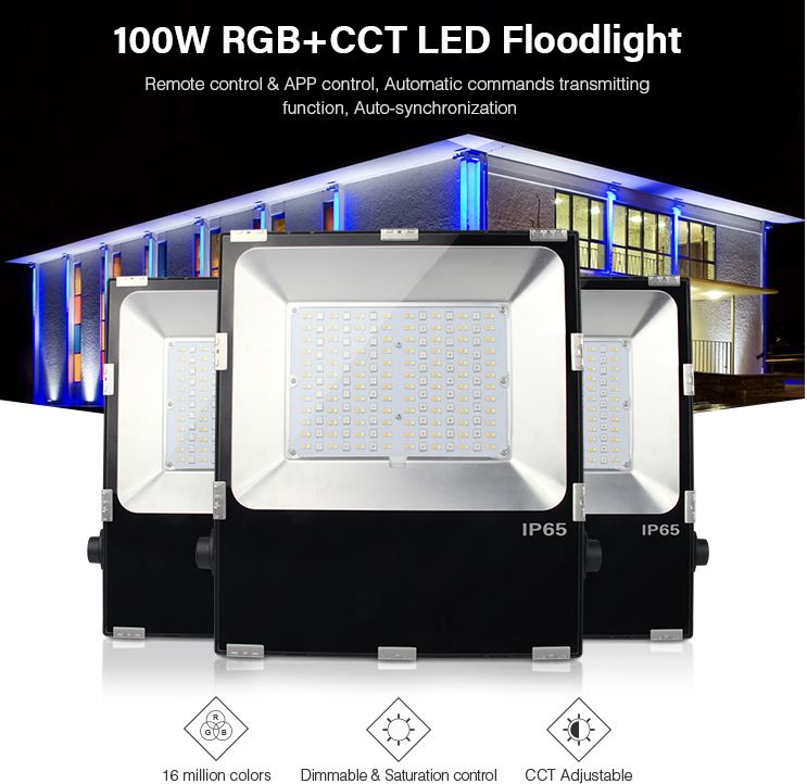 MiBoxer FUTT07ZR LED Flächenstrahler 100W RGB-WW (RGB-CCT) Zigbee 3.0 + 2,4G IP65 160° 230V