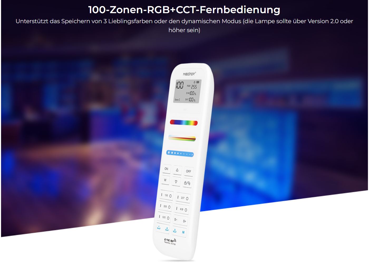 MiBoxer FUT100 LED Fernbedienung RGB-WW (RGB-CCT) 100 Zonen